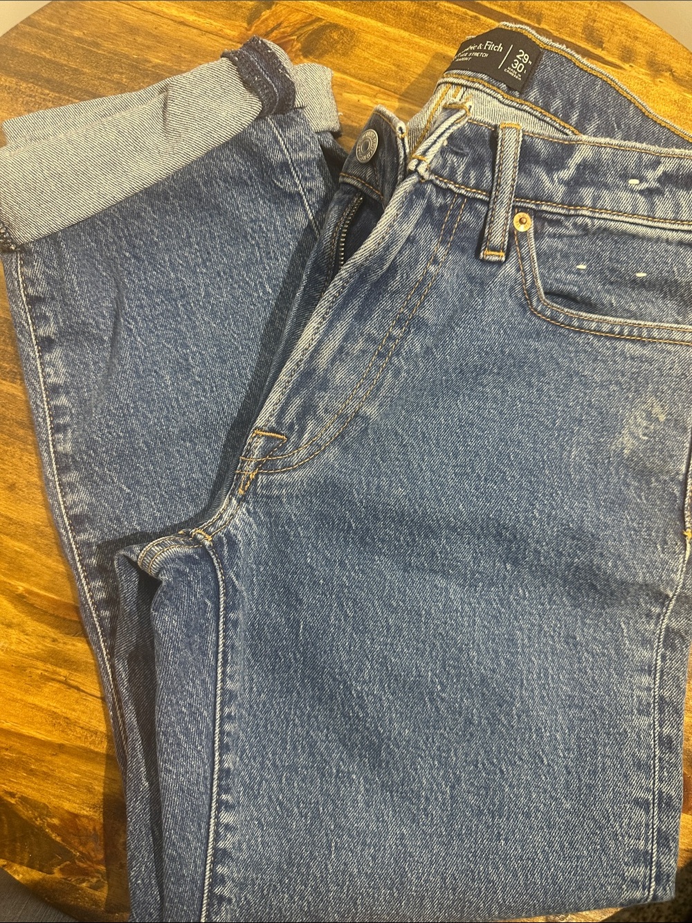 Abercrombie & Fitch Medium Blue Straight-Leg Jeans